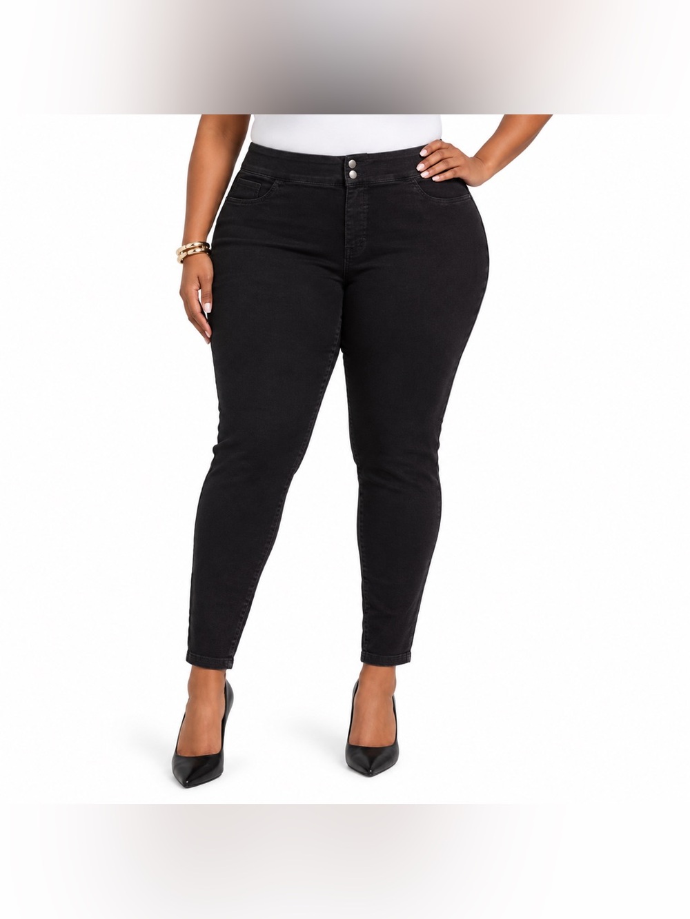 Terra & Sky Plus Size 1X Black Pull-On Jeggings Skinny Stretch Denim Pants